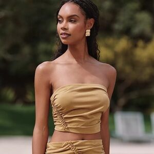 NWT! Anthropologie Bronze The Gabbie Strapless Ruched Tube Top by Celandine